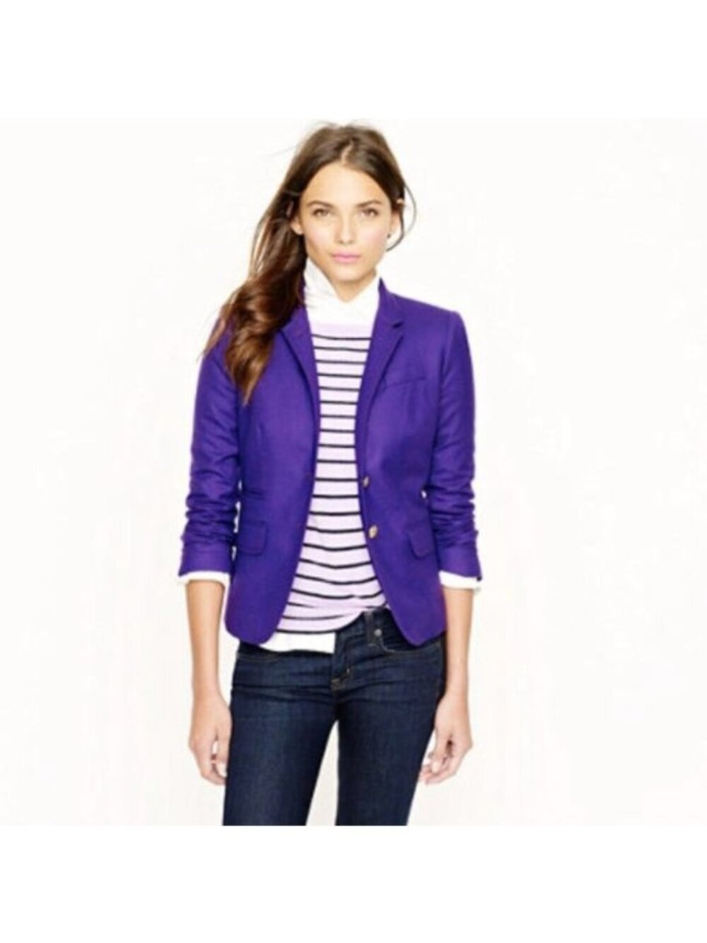J.Crew Womens Schoolboy Career Blazer Size 0 Purple Wool